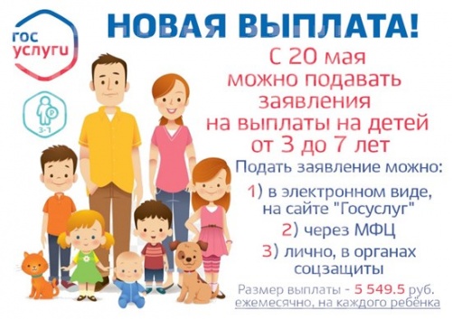 ВЫПЛАТА на детей от 3 до 7 лет